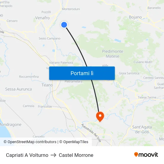 Capriati A Volturno to Castel Morrone map