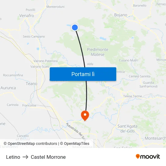 Letino to Castel Morrone map