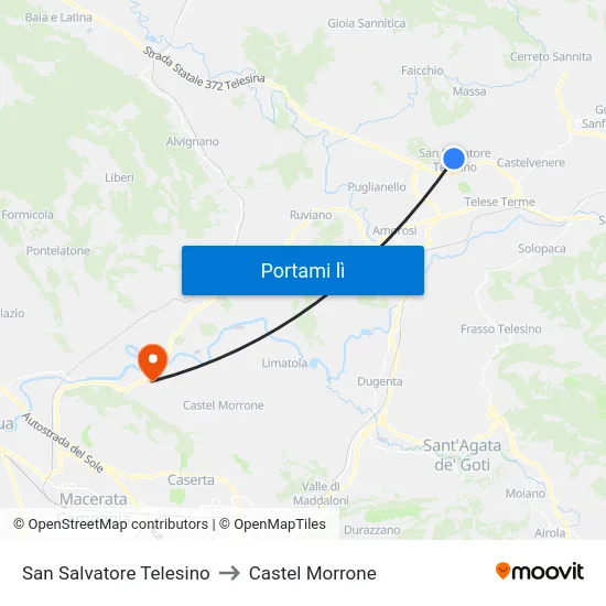 San Salvatore Telesino to Castel Morrone map