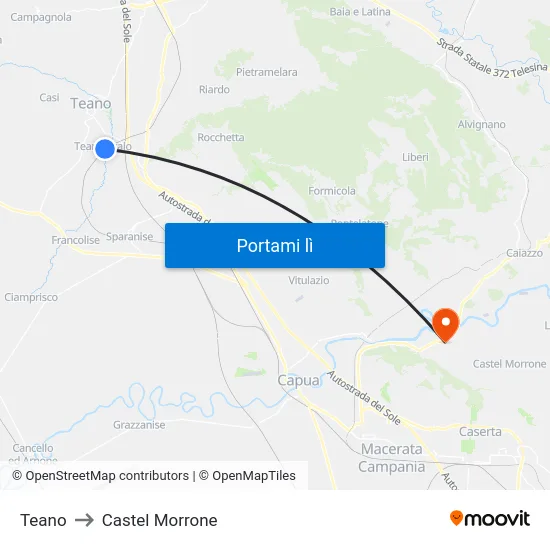 Teano to Castel Morrone map