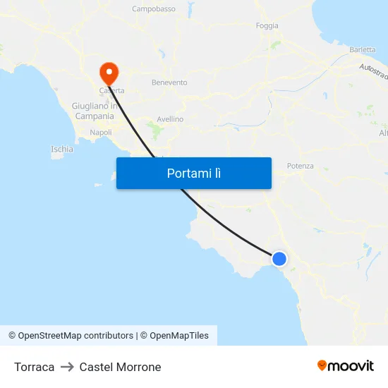Torraca to Castel Morrone map