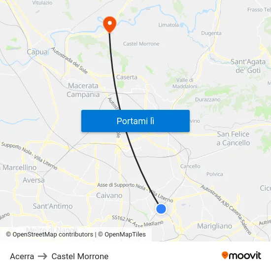 Acerra to Castel Morrone map