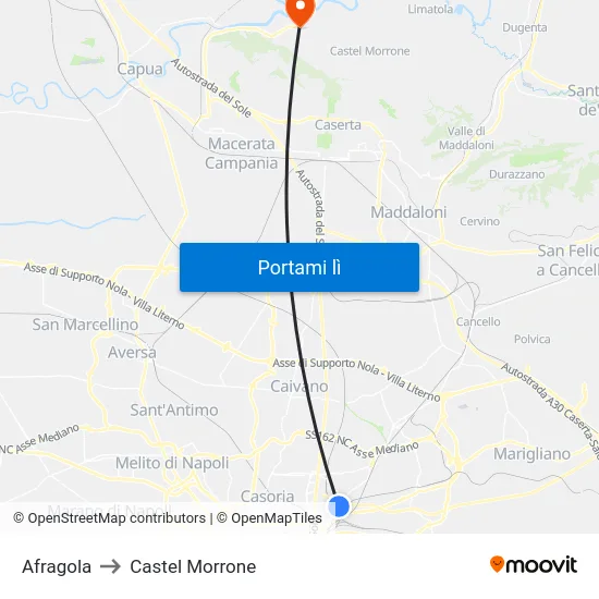 Afragola to Castel Morrone map