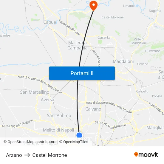 Arzano to Castel Morrone map