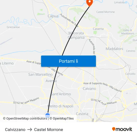 Calvizzano to Castel Morrone map