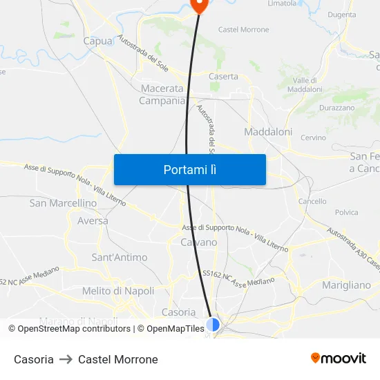 Casoria to Castel Morrone map