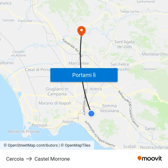 Cercola to Castel Morrone map