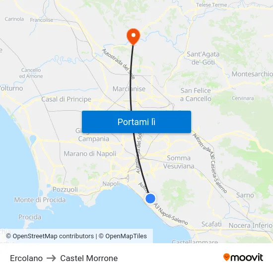Ercolano to Castel Morrone map