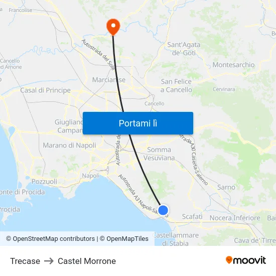 Trecase to Castel Morrone map