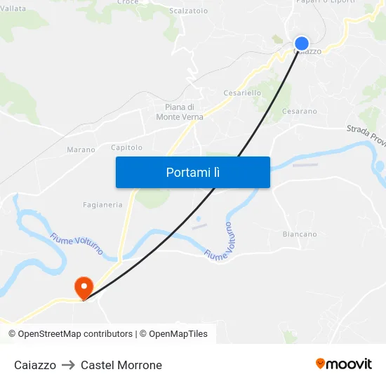 Caiazzo to Castel Morrone map