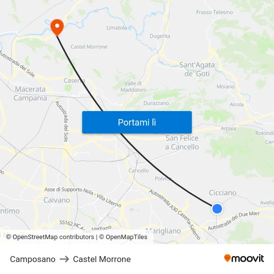 Camposano to Castel Morrone map