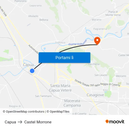 Capua to Castel Morrone map