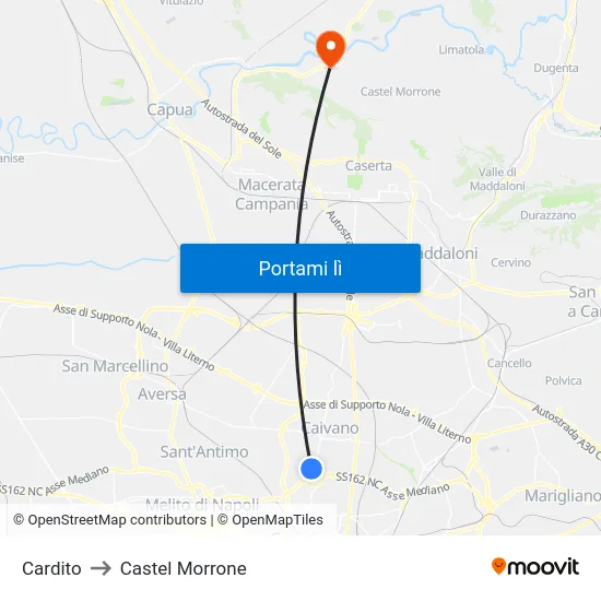 Cardito to Castel Morrone map