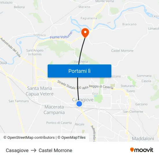 Casagiove to Castel Morrone map