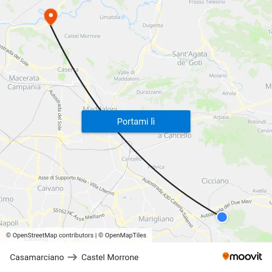 Casamarciano to Castel Morrone map