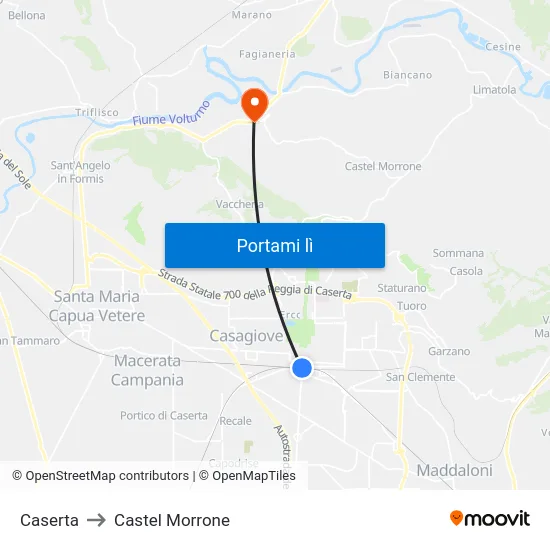 Caserta to Castel Morrone map