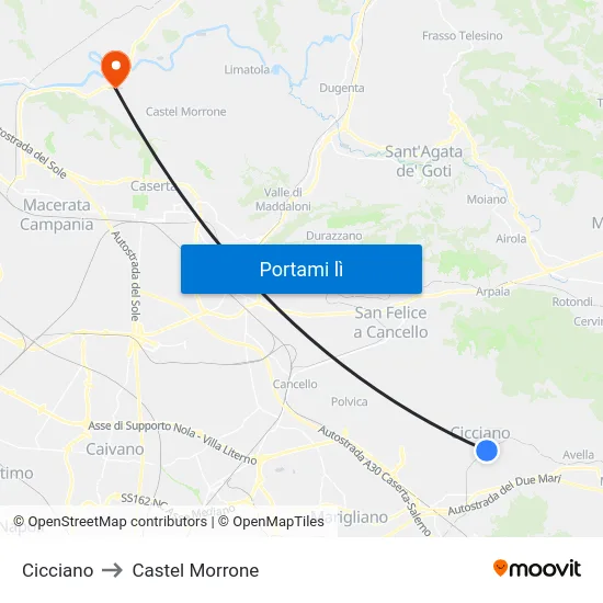 Cicciano to Castel Morrone map