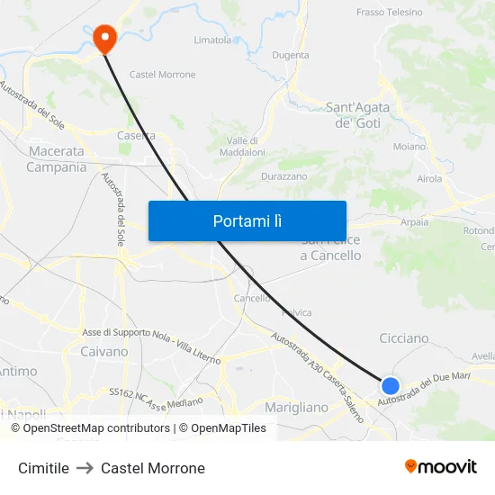 Cimitile to Castel Morrone map