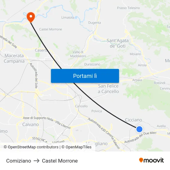Comiziano to Castel Morrone map