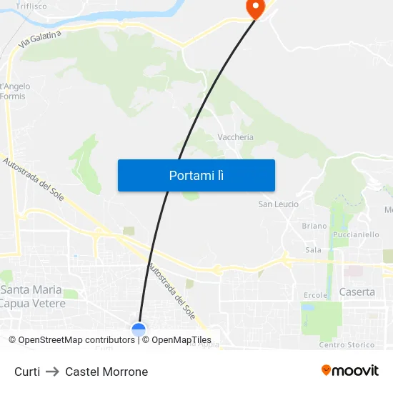 Curti to Castel Morrone map