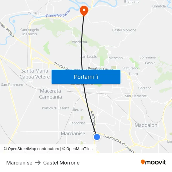 Marcianise to Castel Morrone map