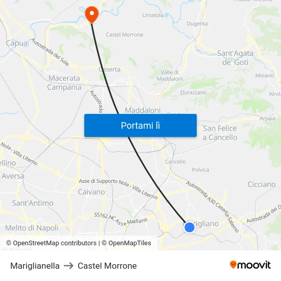 Mariglianella to Castel Morrone map
