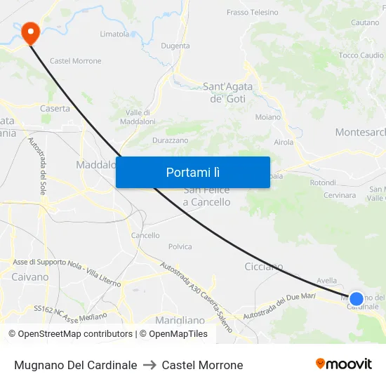 Mugnano Del Cardinale to Castel Morrone map