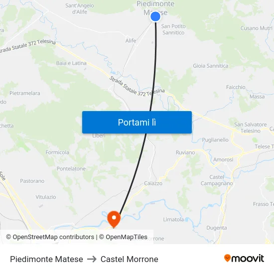 Piedimonte Matese to Castel Morrone map