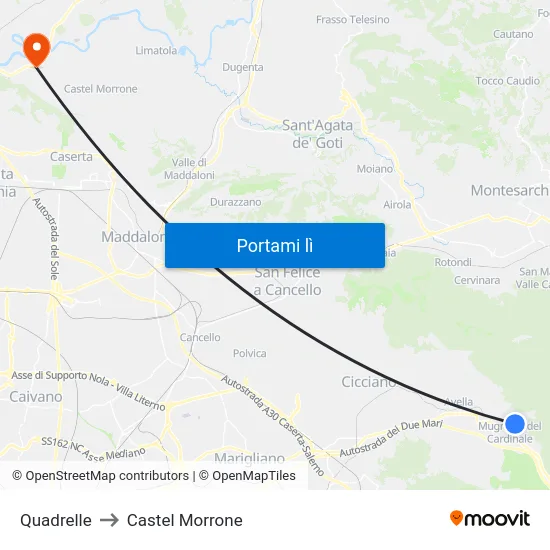 Quadrelle to Castel Morrone map