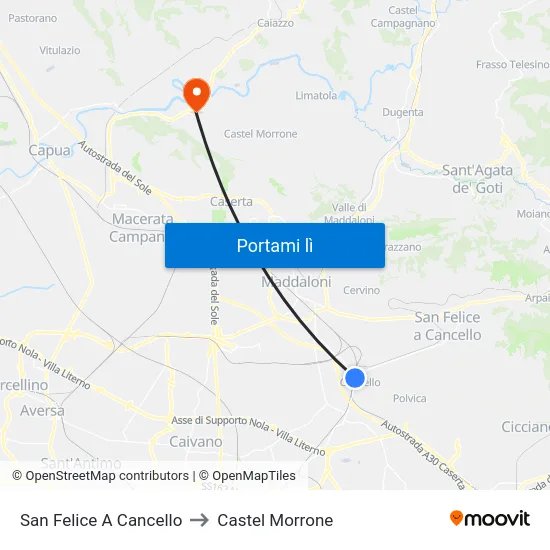 San Felice A Cancello to Castel Morrone map