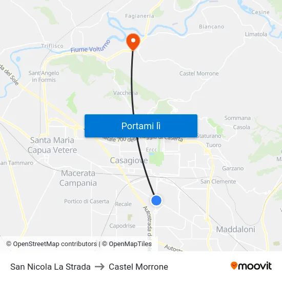 San Nicola La Strada to Castel Morrone map