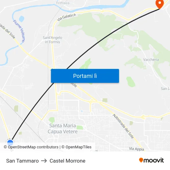 San Tammaro to Castel Morrone map