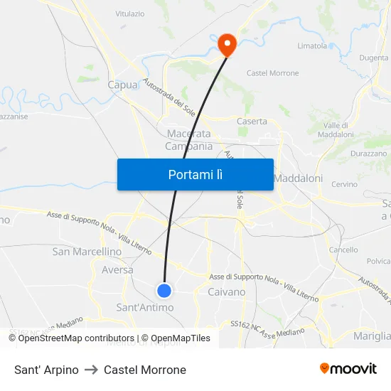 Sant' Arpino to Castel Morrone map