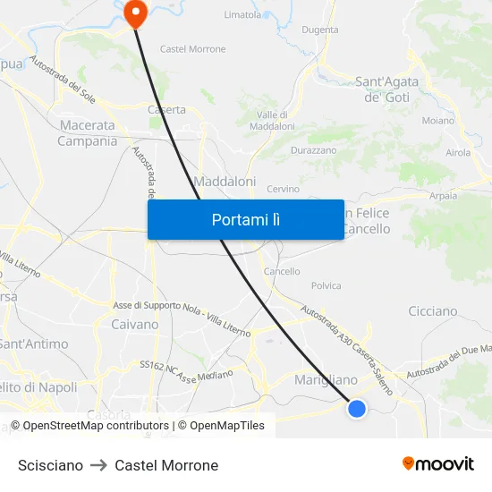 Scisciano to Castel Morrone map