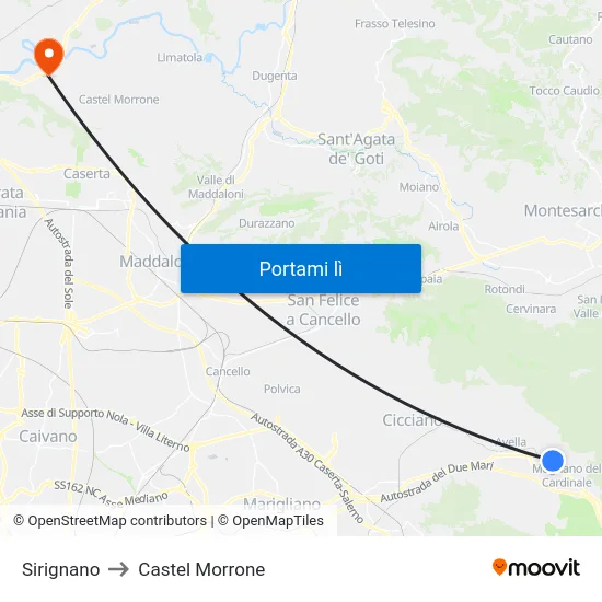 Sirignano to Castel Morrone map