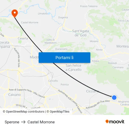 Sperone to Castel Morrone map