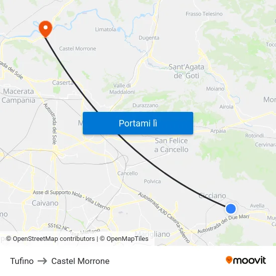 Tufino to Castel Morrone map