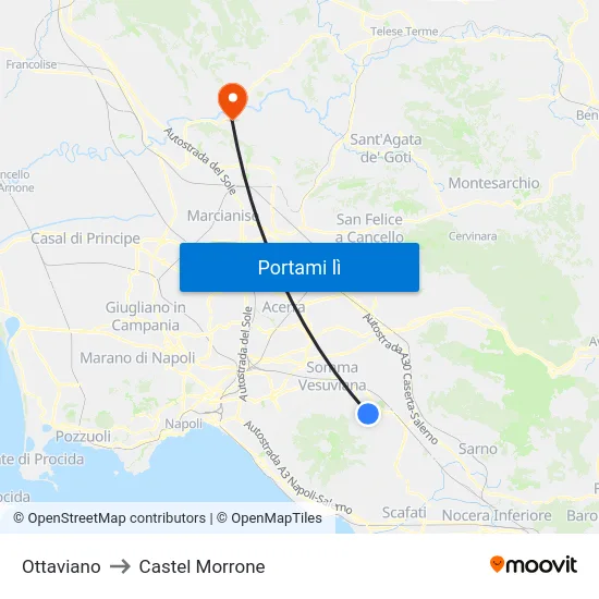 Ottaviano to Castel Morrone map