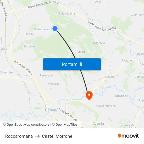 Roccaromana to Castel Morrone map