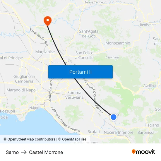Sarno to Castel Morrone map
