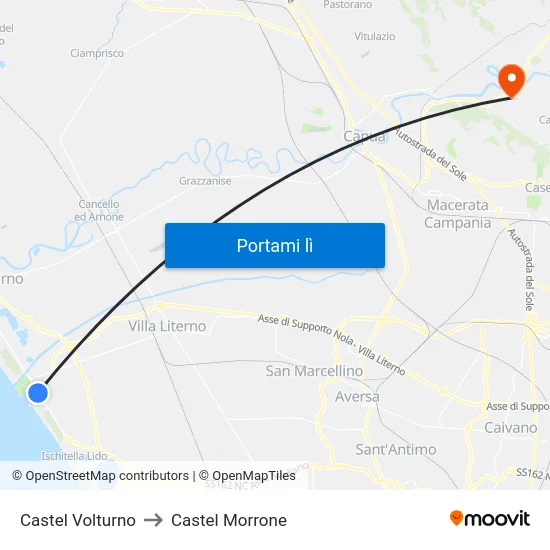 Castel Volturno to Castel Morrone map
