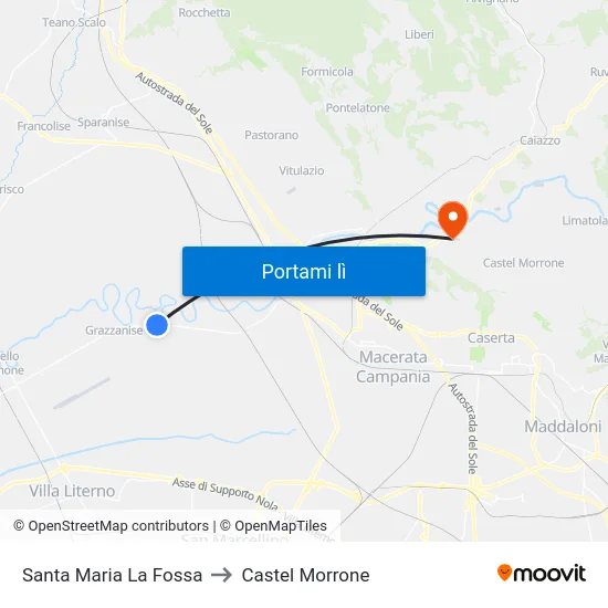 Santa Maria La Fossa to Castel Morrone map