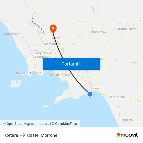 Cetara to Castel Morrone map