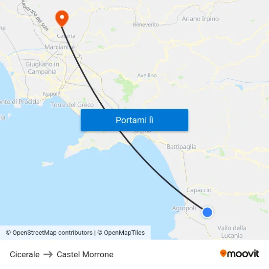 Cicerale to Castel Morrone map