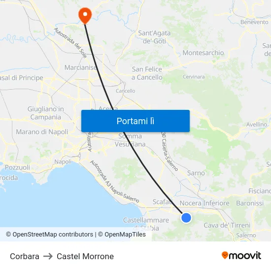 Corbara to Castel Morrone map