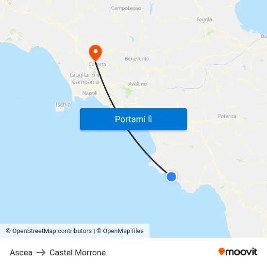Ascea to Castel Morrone map