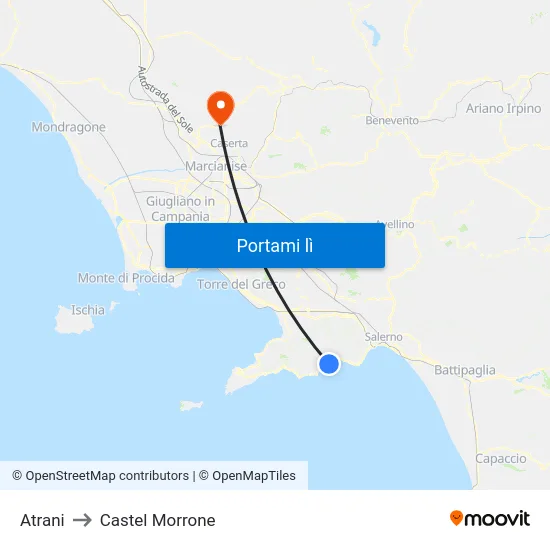 Atrani to Castel Morrone map