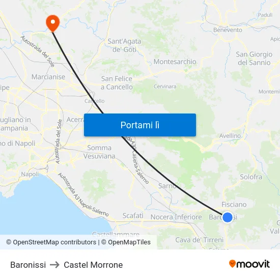 Baronissi to Castel Morrone map