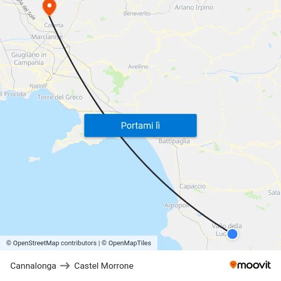 Cannalonga to Castel Morrone map