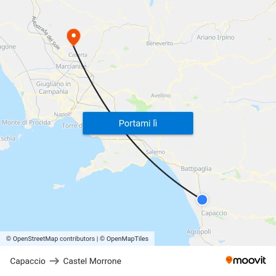 Capaccio to Castel Morrone map